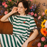 T-shirt para amamentação com riscas, vestido Casa Azul Frida