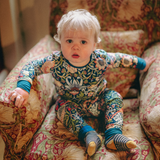 William Morris Children's PJ Set Strawberry Thief Navy Blue
