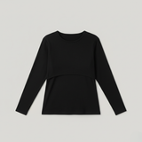 Breastfeeding Ribbed Top Black