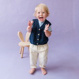 Πλεκτό βαμβακερό γιλέκο Ναυτικό μπλε