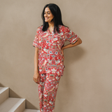 William Morris Damen Pyjamas Set Erdbeerdieb Rot